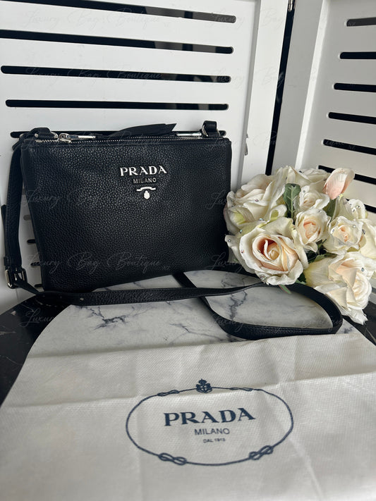 Prada Vitello Phenix Double Zip Crossbody