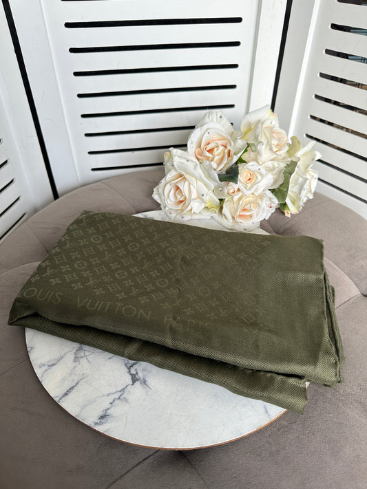 Louis Vuitton Khaki Green Scarf