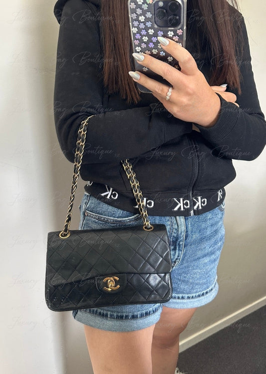 Chanel Vintage Small Classic Double Flap Black Lambskin