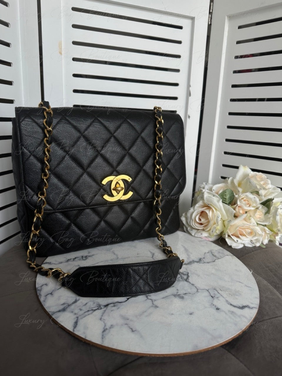 Chanel Vintage Caviar 24k Messenger Bag