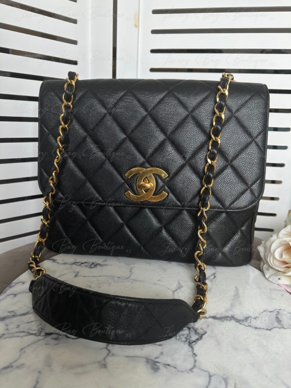 Chanel Vintage Caviar 24k Messenger Bag