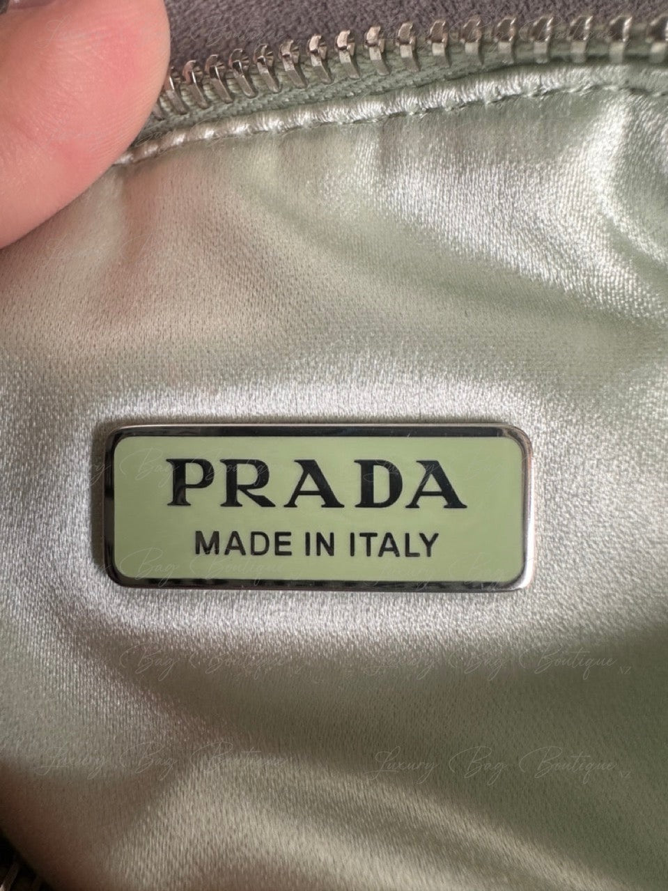 PRADA Satin Crystal Triangle Bag Acqua