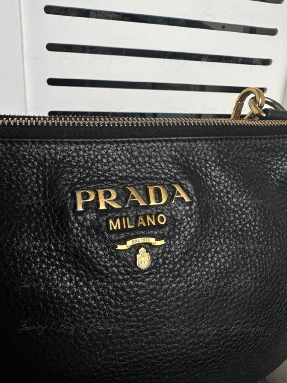 Prada Vitello Daino double Crossbody Black