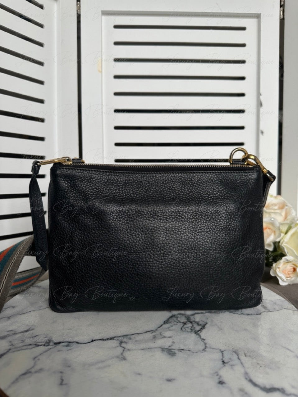 Prada Vitello Daino double Crossbody Black