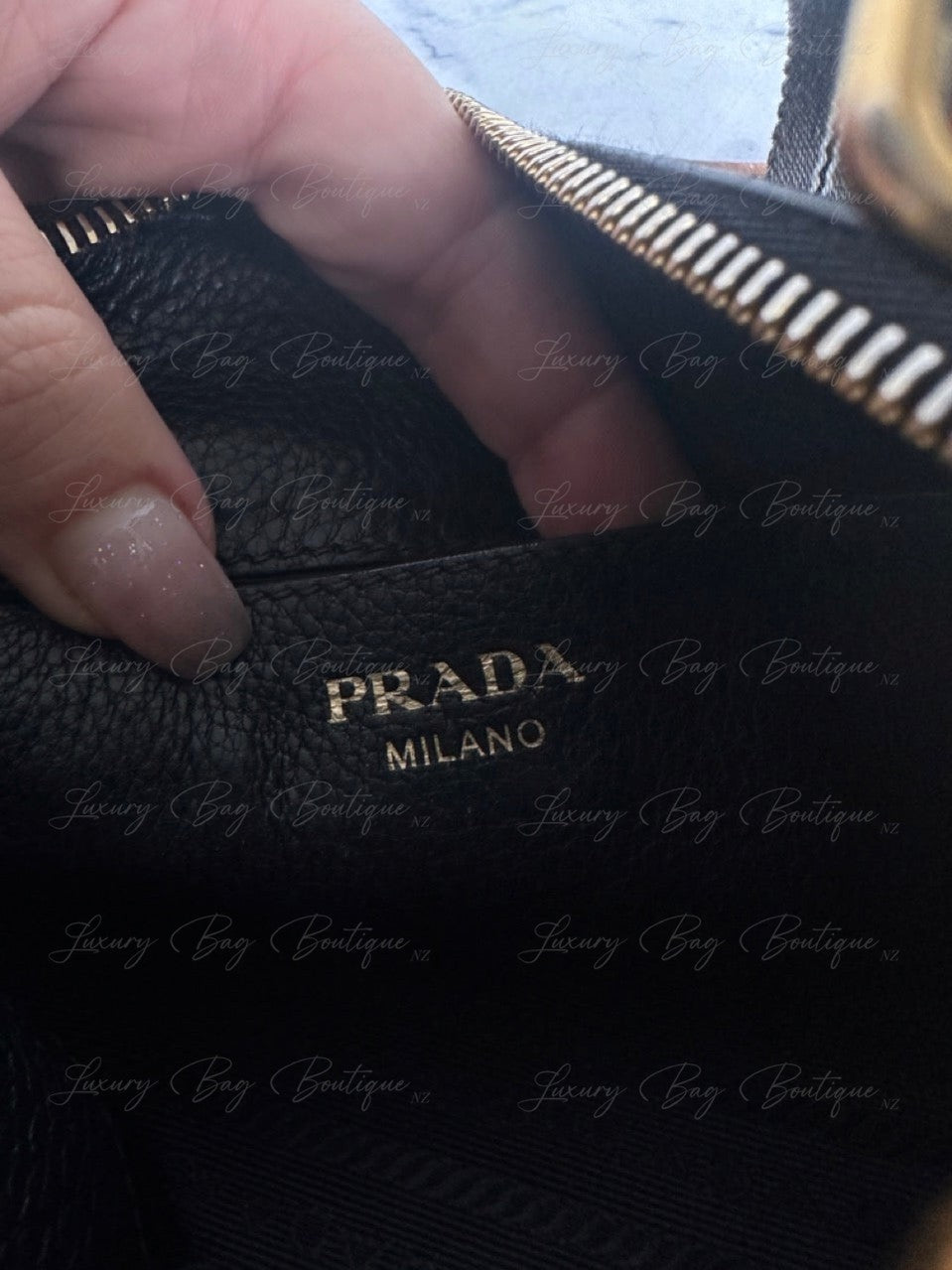 Prada Vitello Daino double Crossbody Black