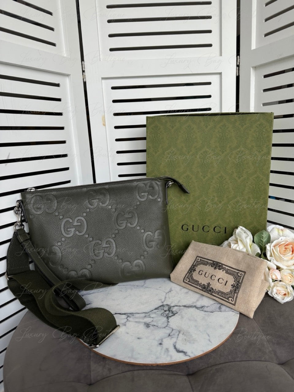 Gucci Jumbo GG Medium Messanger Bag Khaki