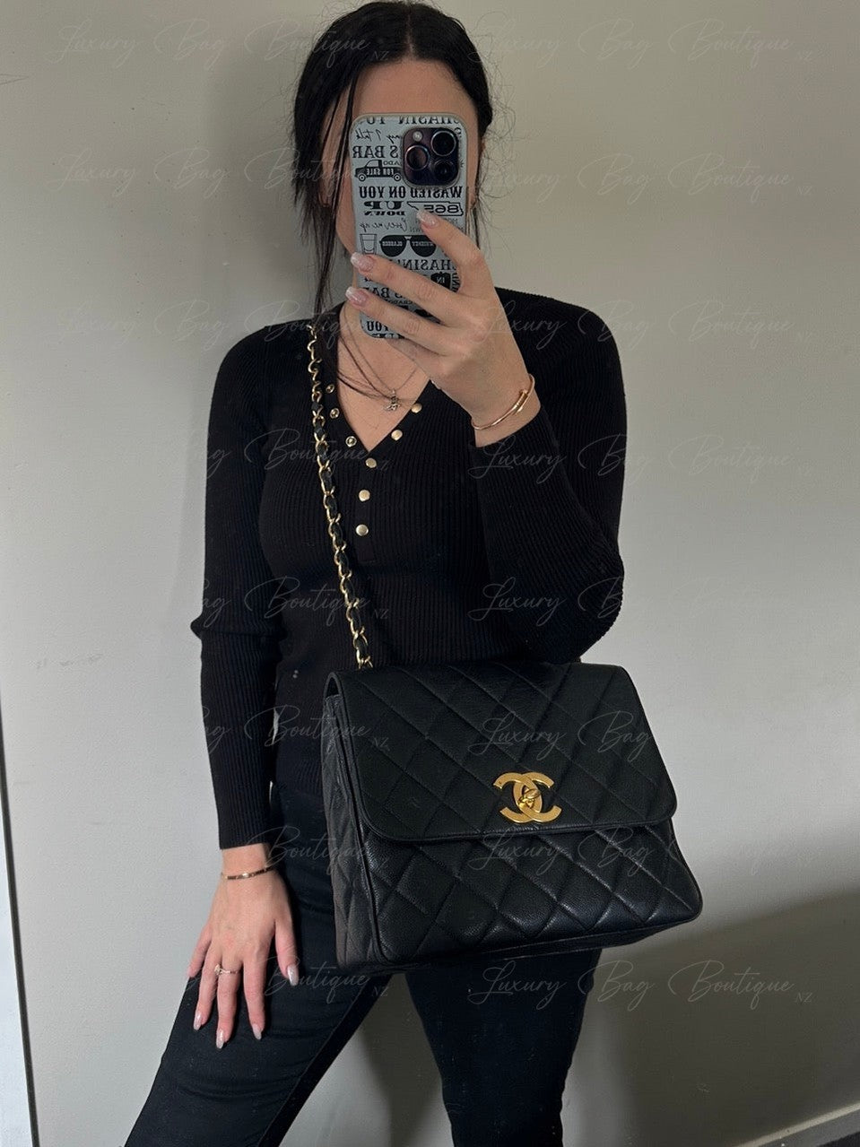 Chanel Vintage Caviar 24k Messenger Bag