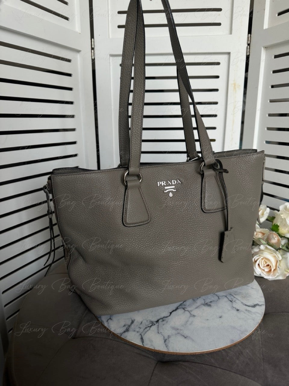 Prada Vitello Phenix Side Zipper Tote