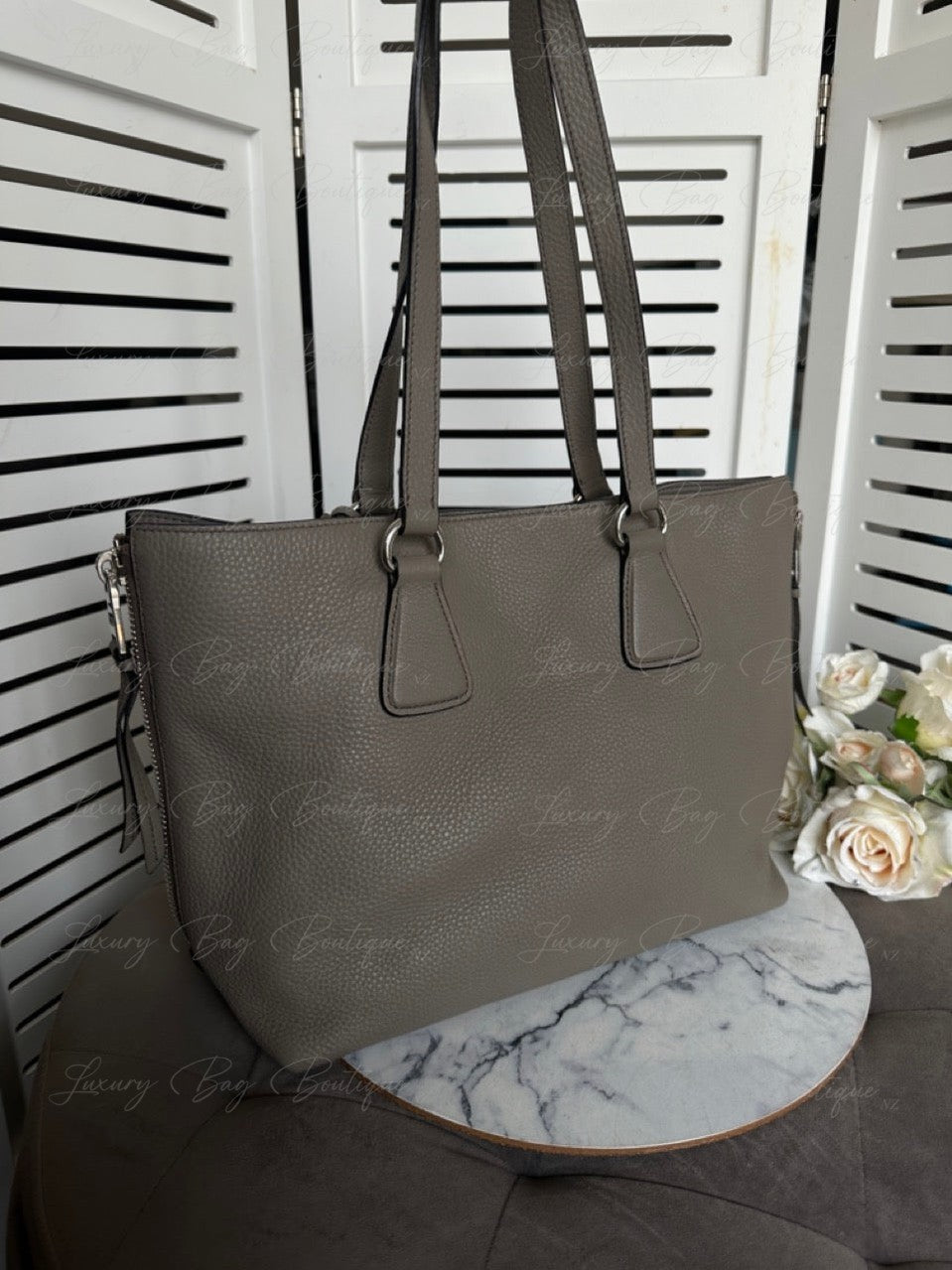 Prada Vitello Phenix Side Zipper Tote