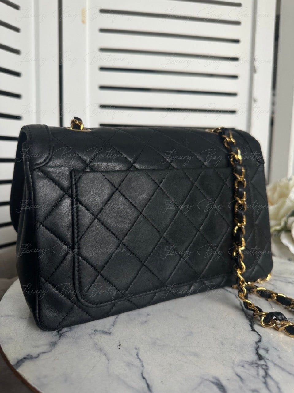 Chanel Vintage Single Flap 24k w Removable Pouch