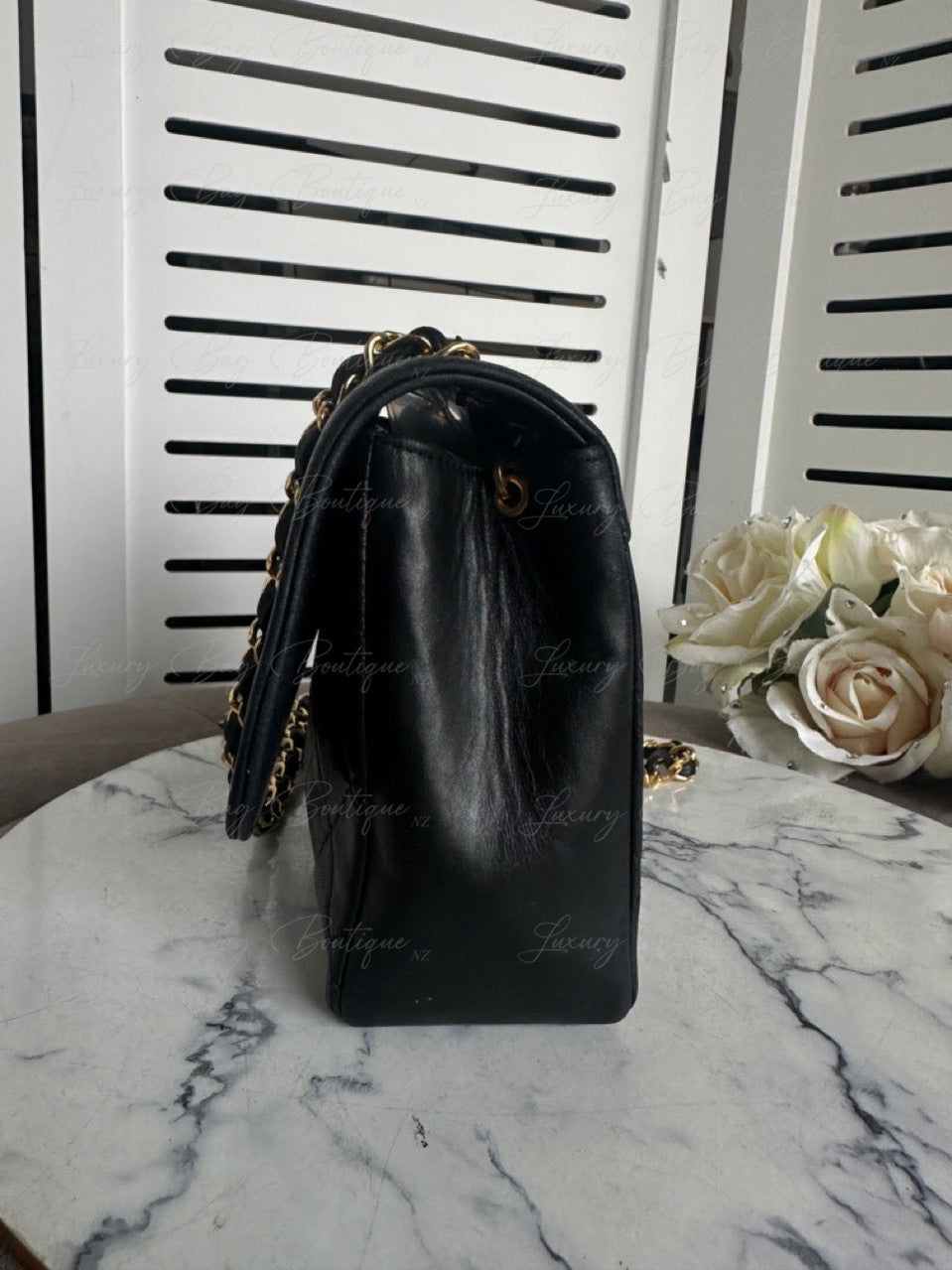 Chanel Vintage Single Flap 24k w Removable Pouch