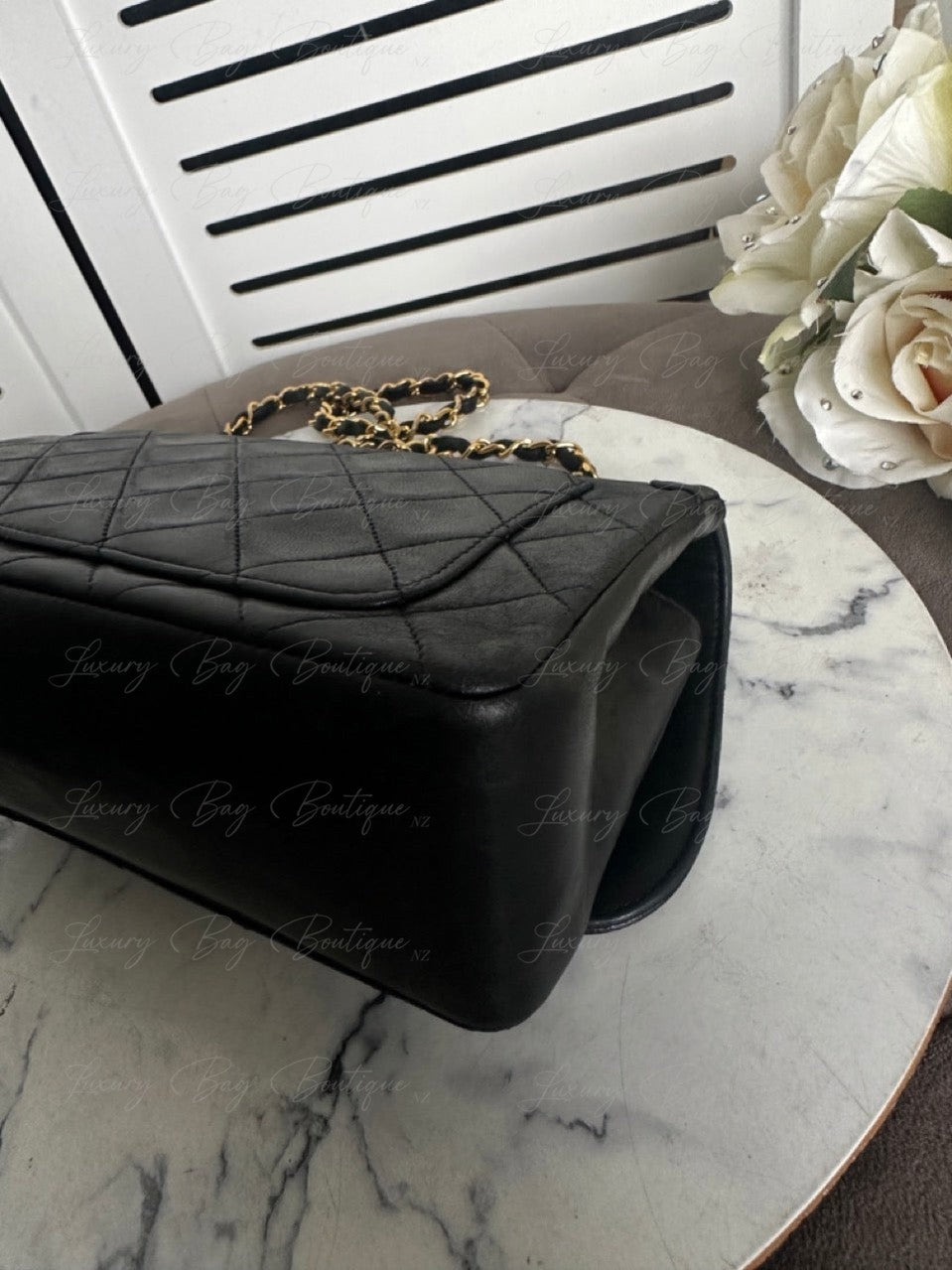 Chanel Vintage Single Flap 24k w Removable Pouch