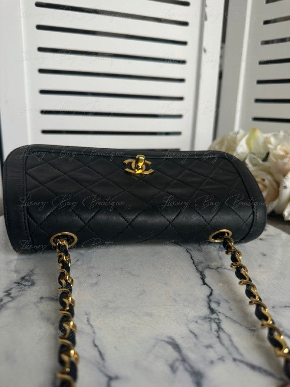 Chanel Vintage Single Flap 24k w Removable Pouch