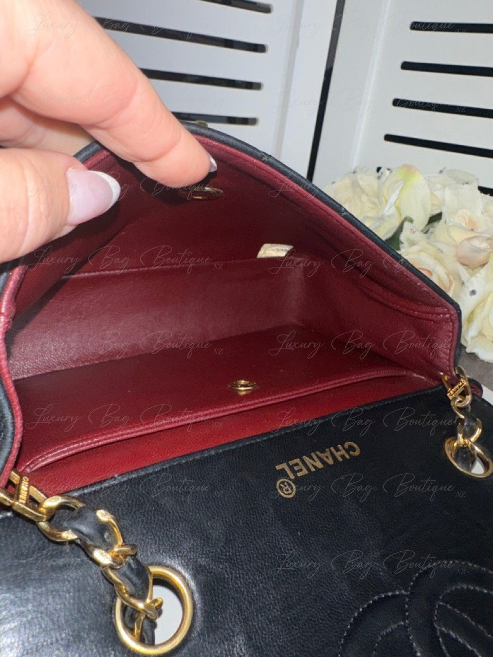 Chanel Vintage Single Flap 24k w Removable Pouch