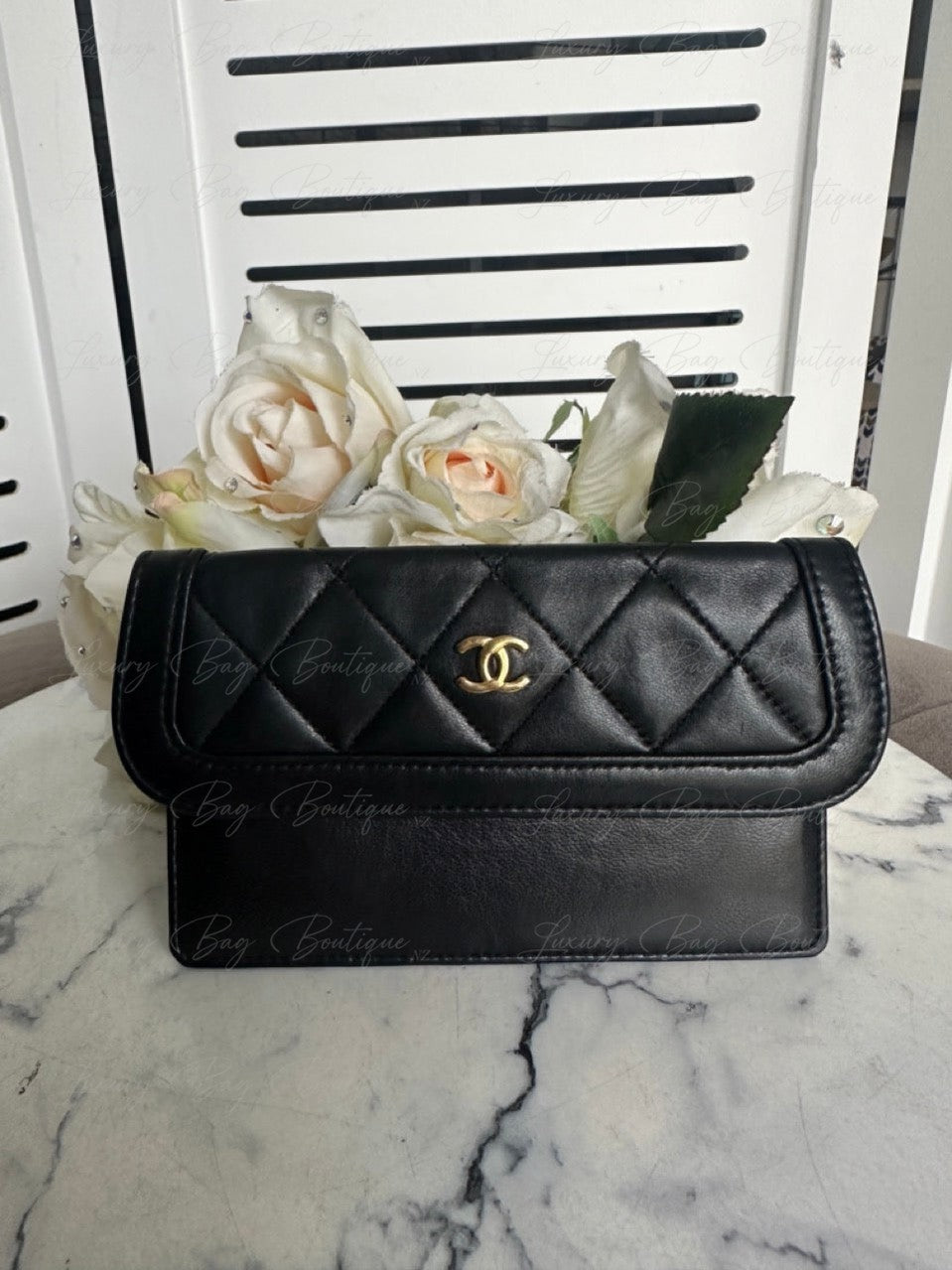 Chanel Vintage Single Flap 24k w Removable Pouch