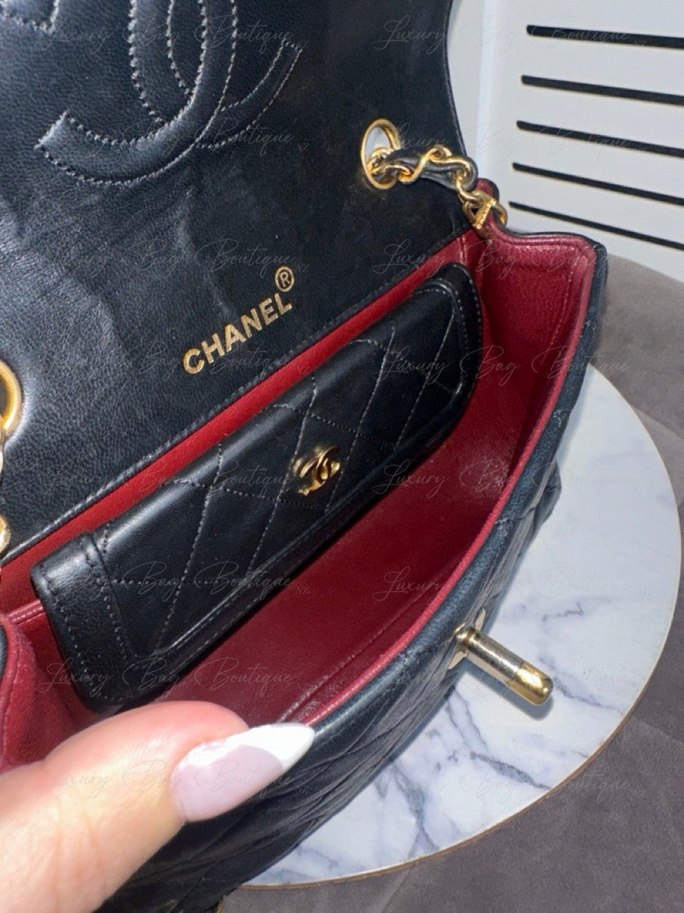 Chanel Vintage Single Flap 24k w Removable Pouch