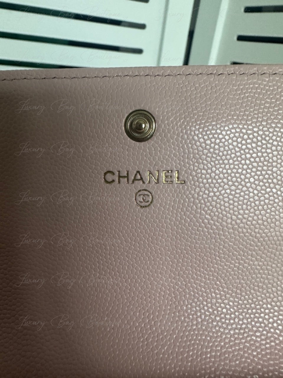 Chanel Crystal CC Logo Pink Caviar Wallet