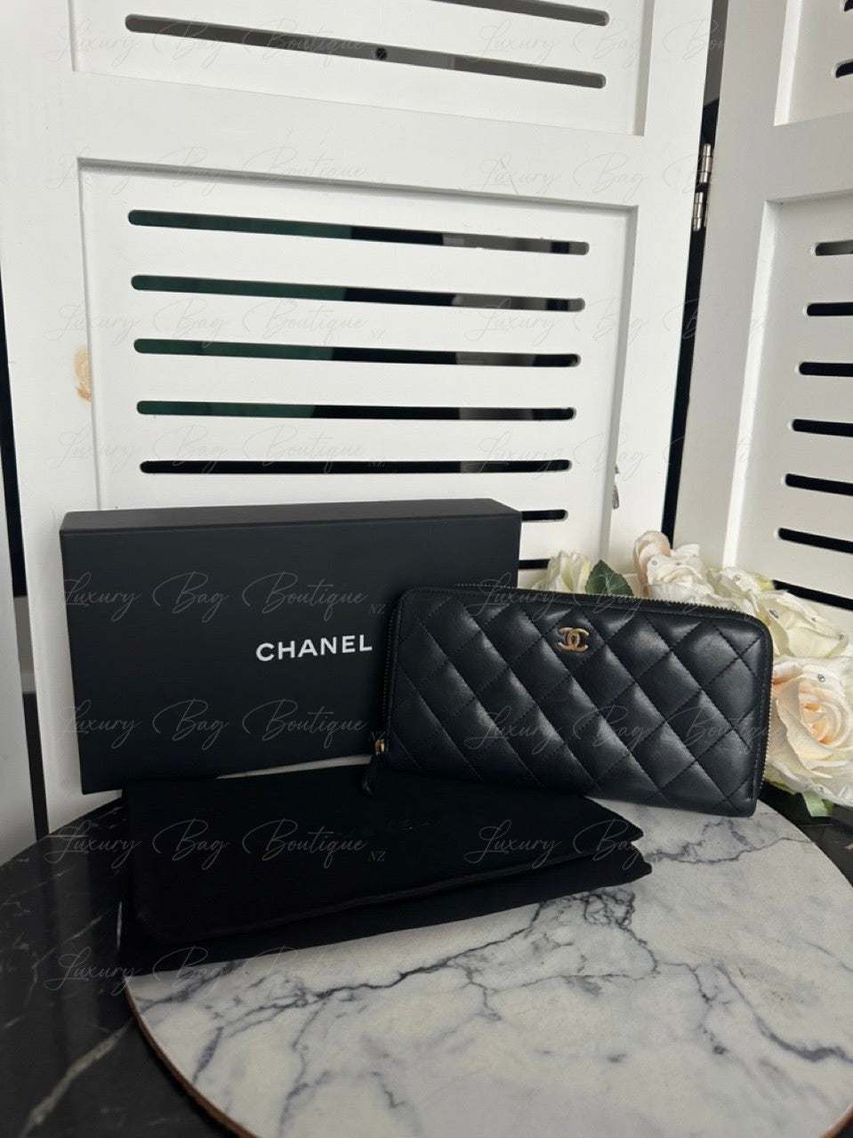 Chanel Lambskin Gold Hardware Zip Wallet