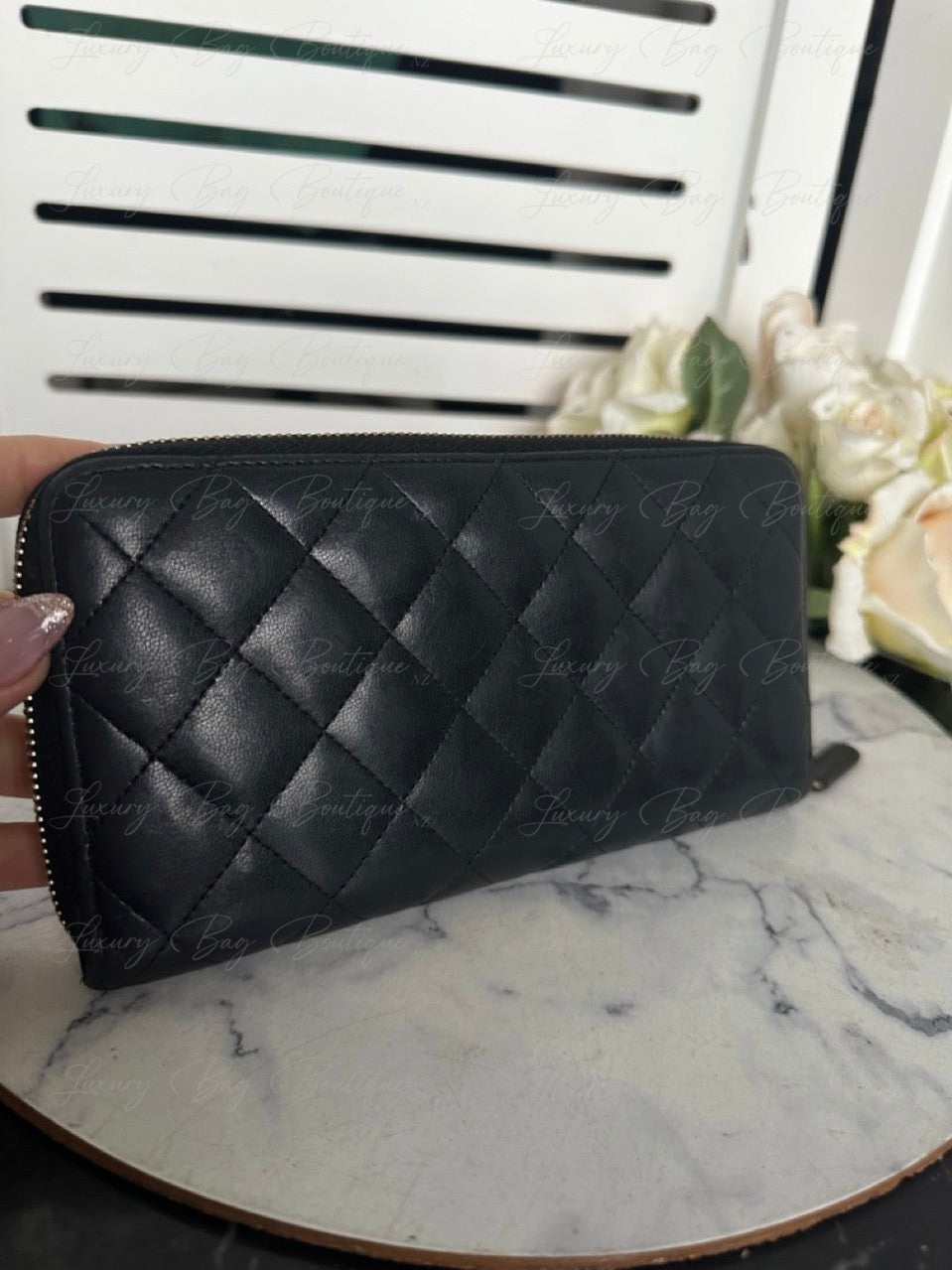 Chanel Lambskin Gold Hardware Zip Wallet