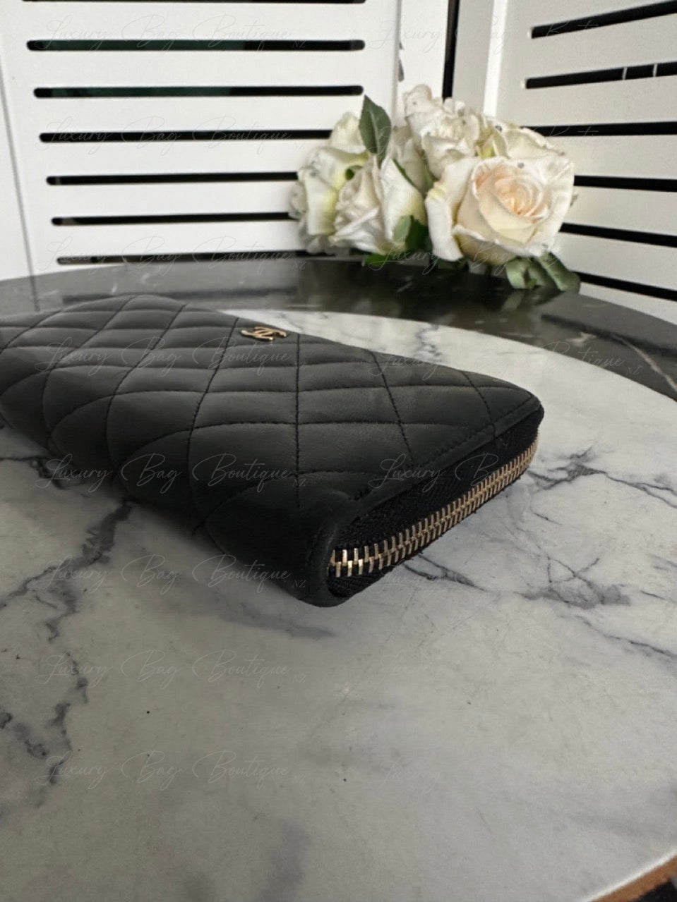 Chanel Lambskin Gold Hardware Zip Wallet