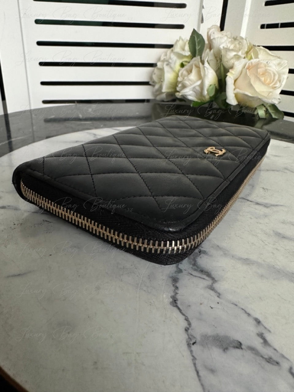 Chanel Lambskin Gold Hardware Zip Wallet