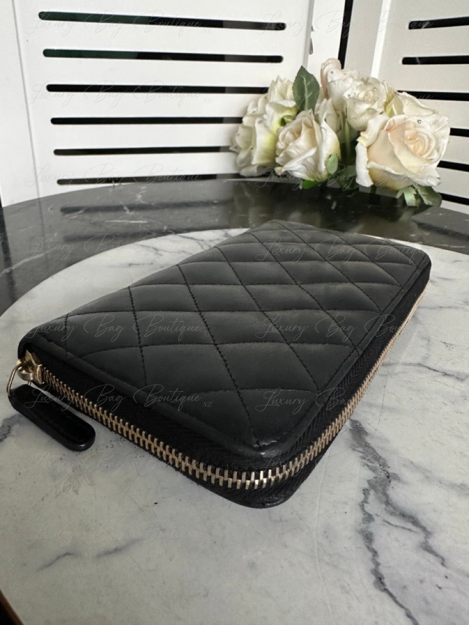 Chanel Lambskin Gold Hardware Zip Wallet