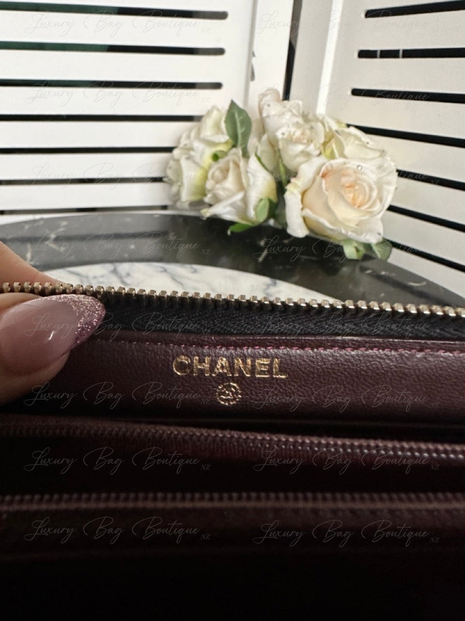 Chanel Lambskin Gold Hardware Zip Wallet