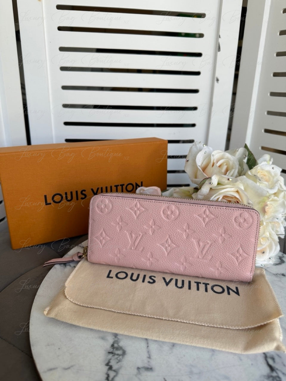 Louis Vuitton Rose Poudre Clemence Empreinte Wallet