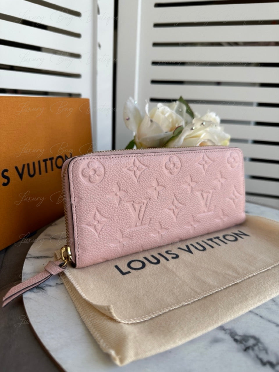 Louis Vuitton Rose Poudre Clemence Empreinte Wallet