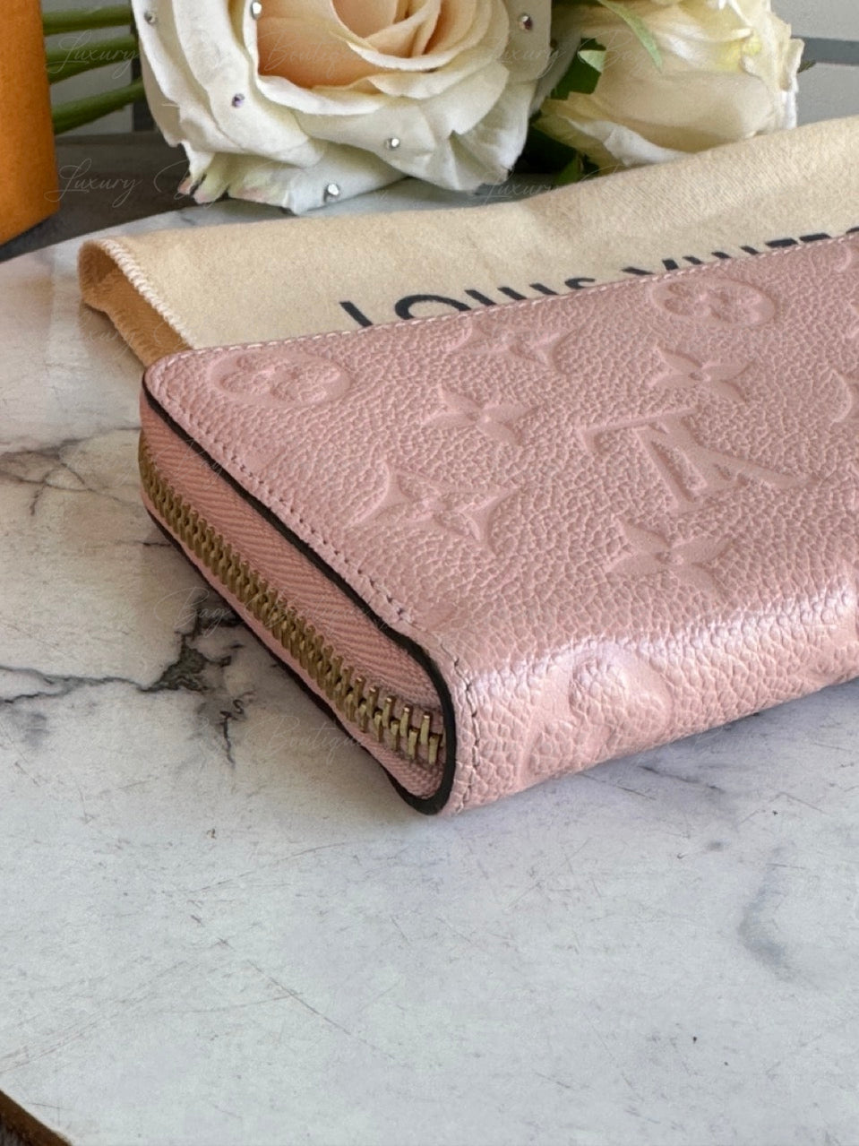 Louis Vuitton Rose Poudre Clemence Empreinte Wallet