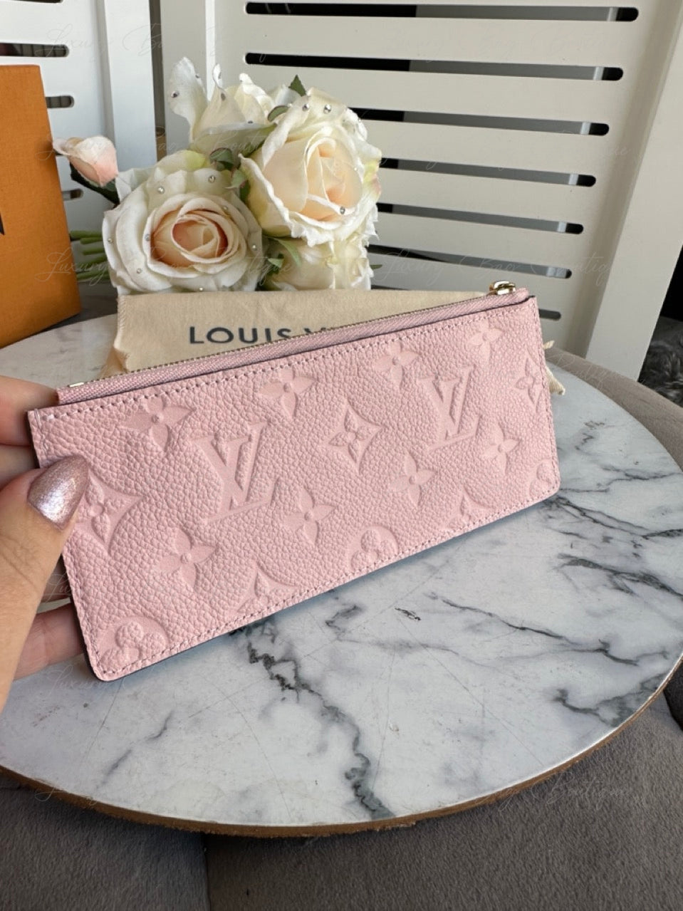 Louis Vuitton Rose Poudre Clemence Empreinte Wallet