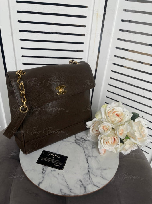 Chanel Brown Caviar Vintage Shoulder Bag