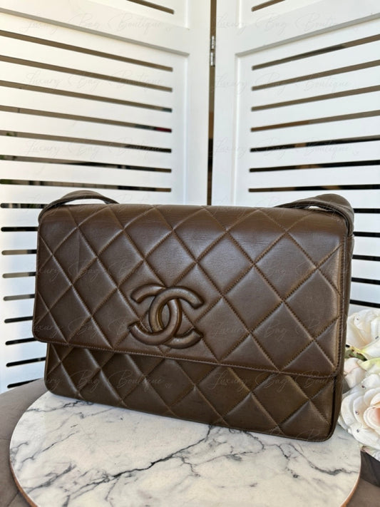 Chanel Vintage Khaki Messenger Bag