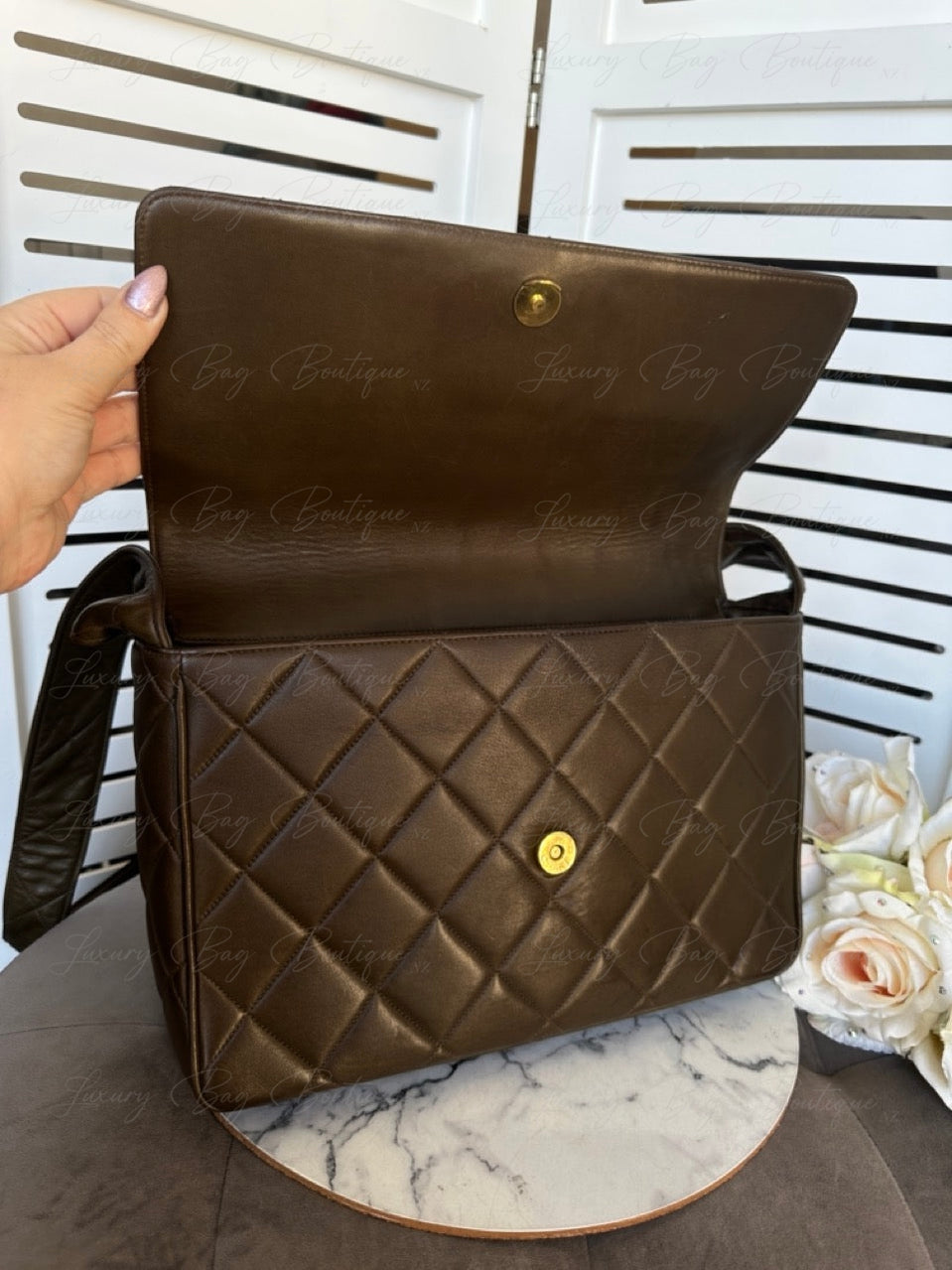 Chanel Vintage Khaki Messenger Bag