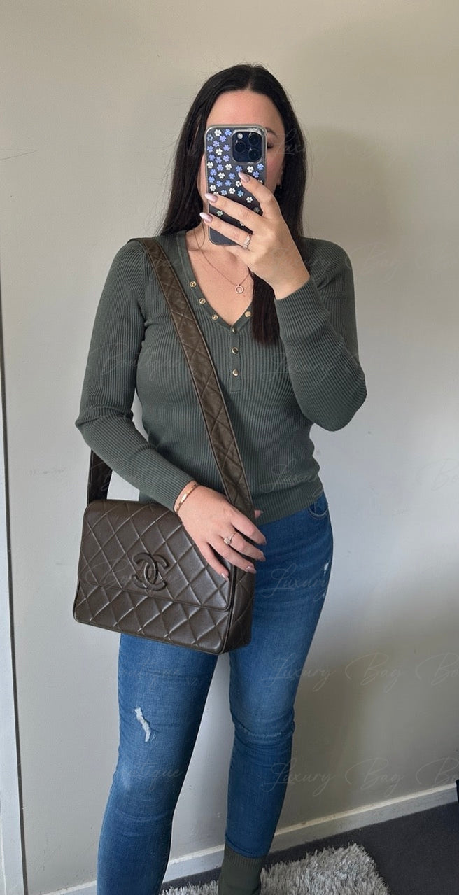 Chanel Vintage Khaki Messenger Bag