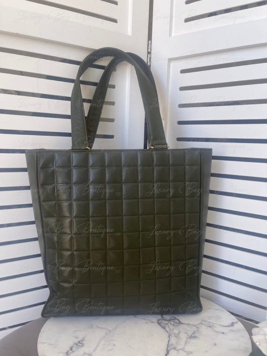 Chanel Olive Green Chocolate Bar Tote