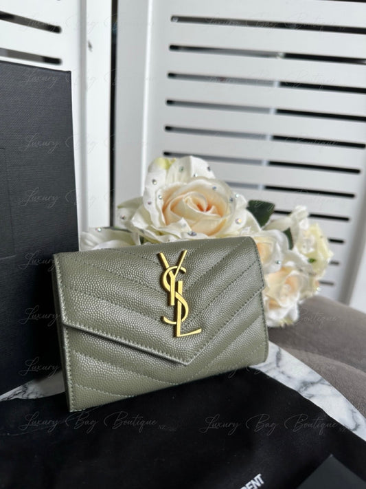 YSL Envelope Wallet Sage