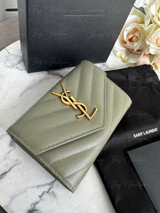 YSL Envelope Wallet Sage