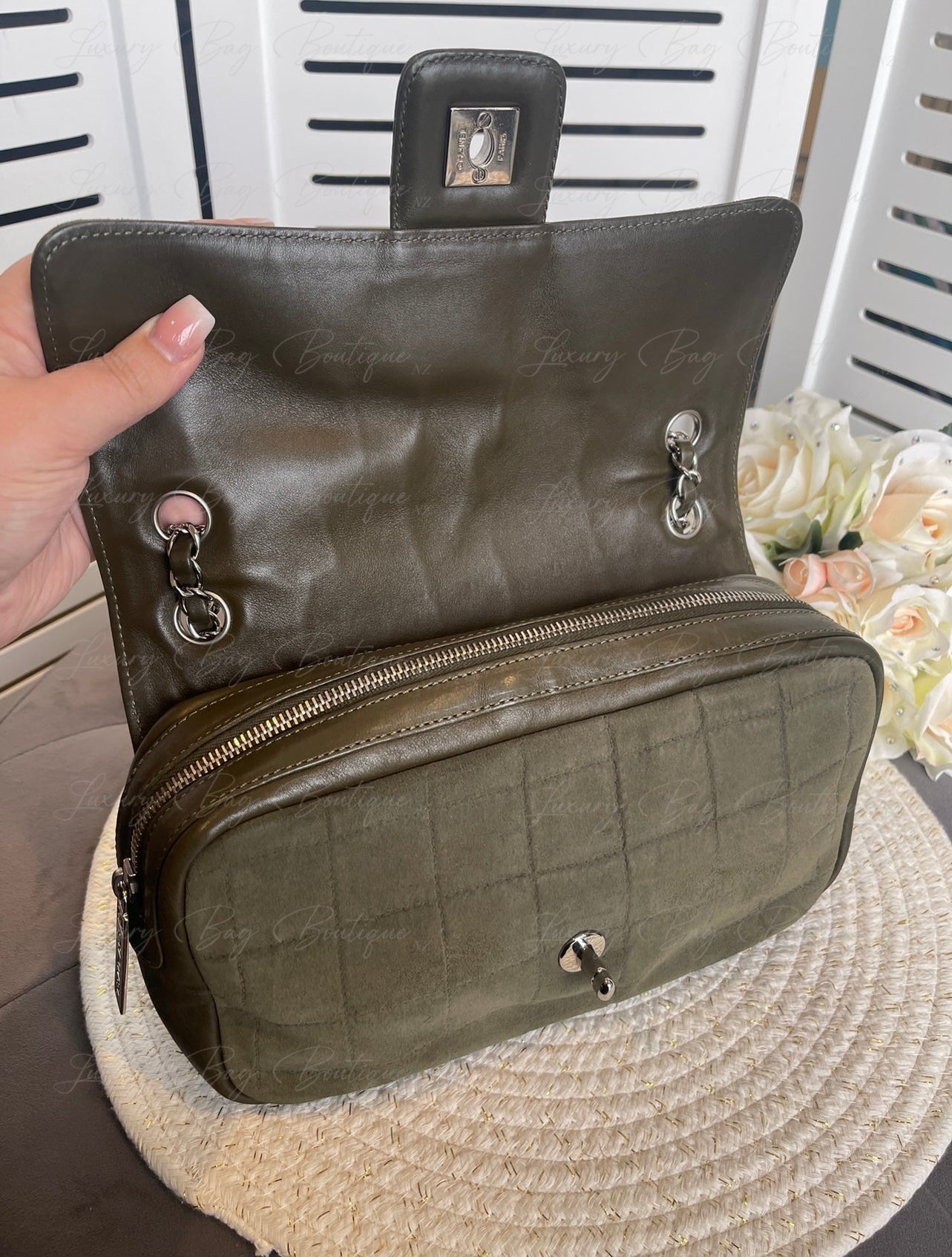 Chanel Single Flap Sport Bag Olive Green