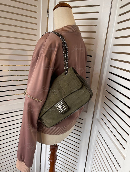 Chanel Single Flap Sport Bag Olive Green