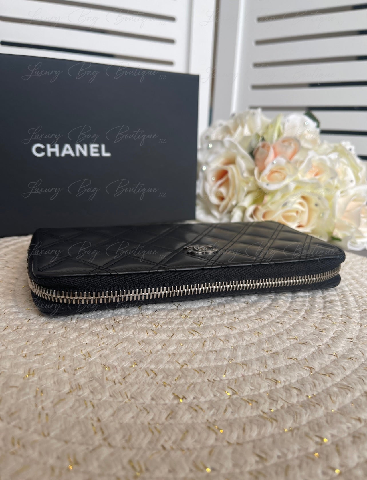 Chanel Black Zippered Wallet