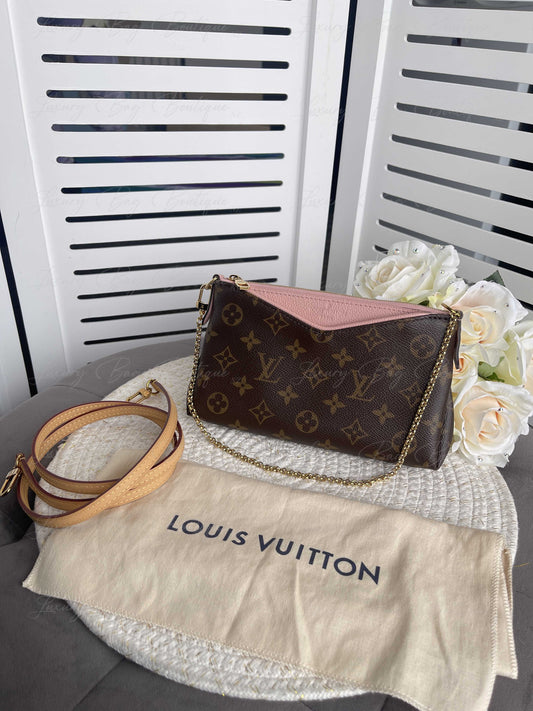 Louis Vuitton Monogram Pallas Clutch Rose Poudre