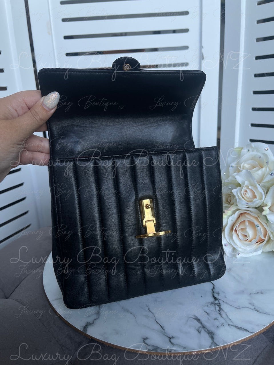 Chanel Vintage Lambskin 24k Top Handle Bag