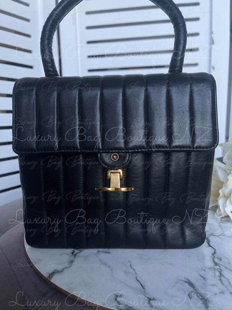 Chanel Vintage Lambskin 24k Top Handle Bag