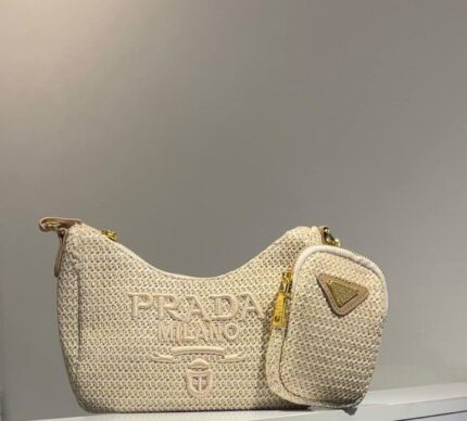 PRADA Milano Crochet Hobo Bag with Mini Pouch